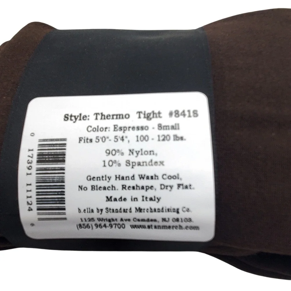 Brown Fleece Lined Tights SMALL B.ella Thermo Warm Fall Nylon Espresso Footed S